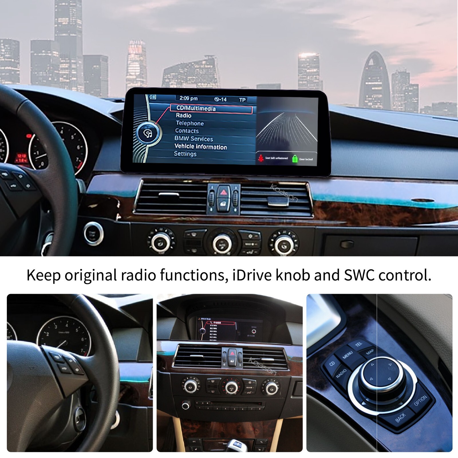 12.3in Touch Screen CarPlay Android Auto BMW 5 Series 6 Series E60 E61 E63 E64