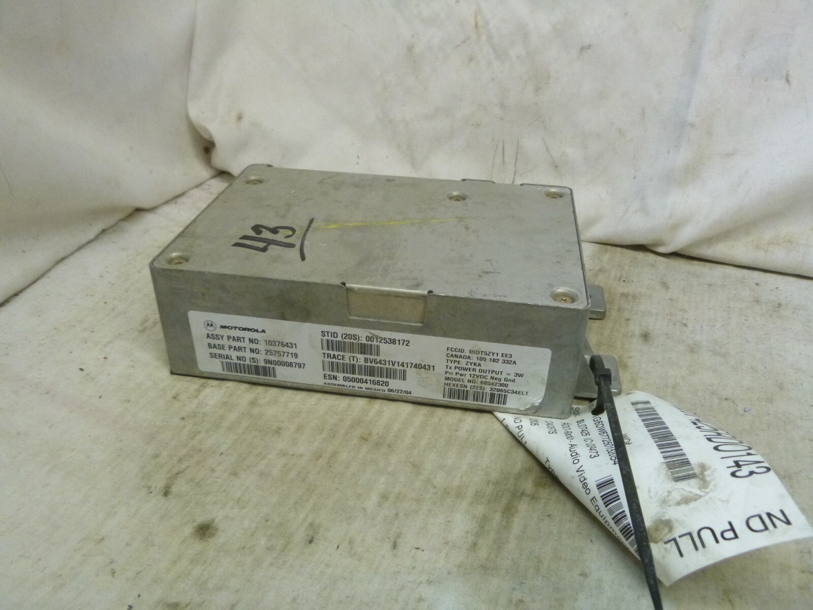 05 06 07 Cadillac STS ONSTAR Module 10376431 Bulk 43