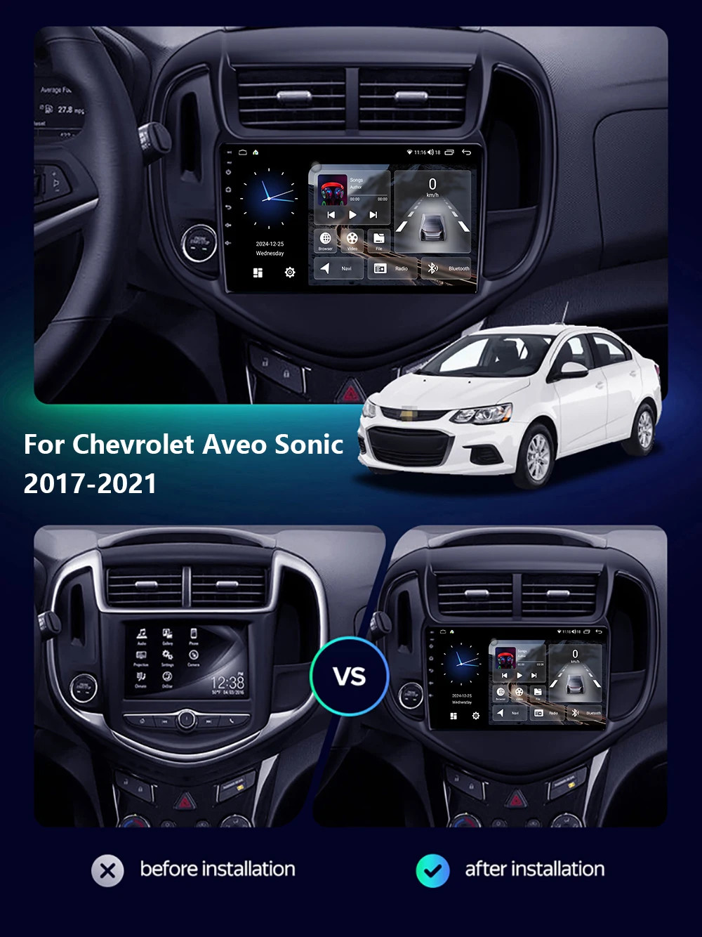 For Chevrolet Aveo Sonic Chevy 2017-2021 Multimedia Carplay Car Radio Navi GPS