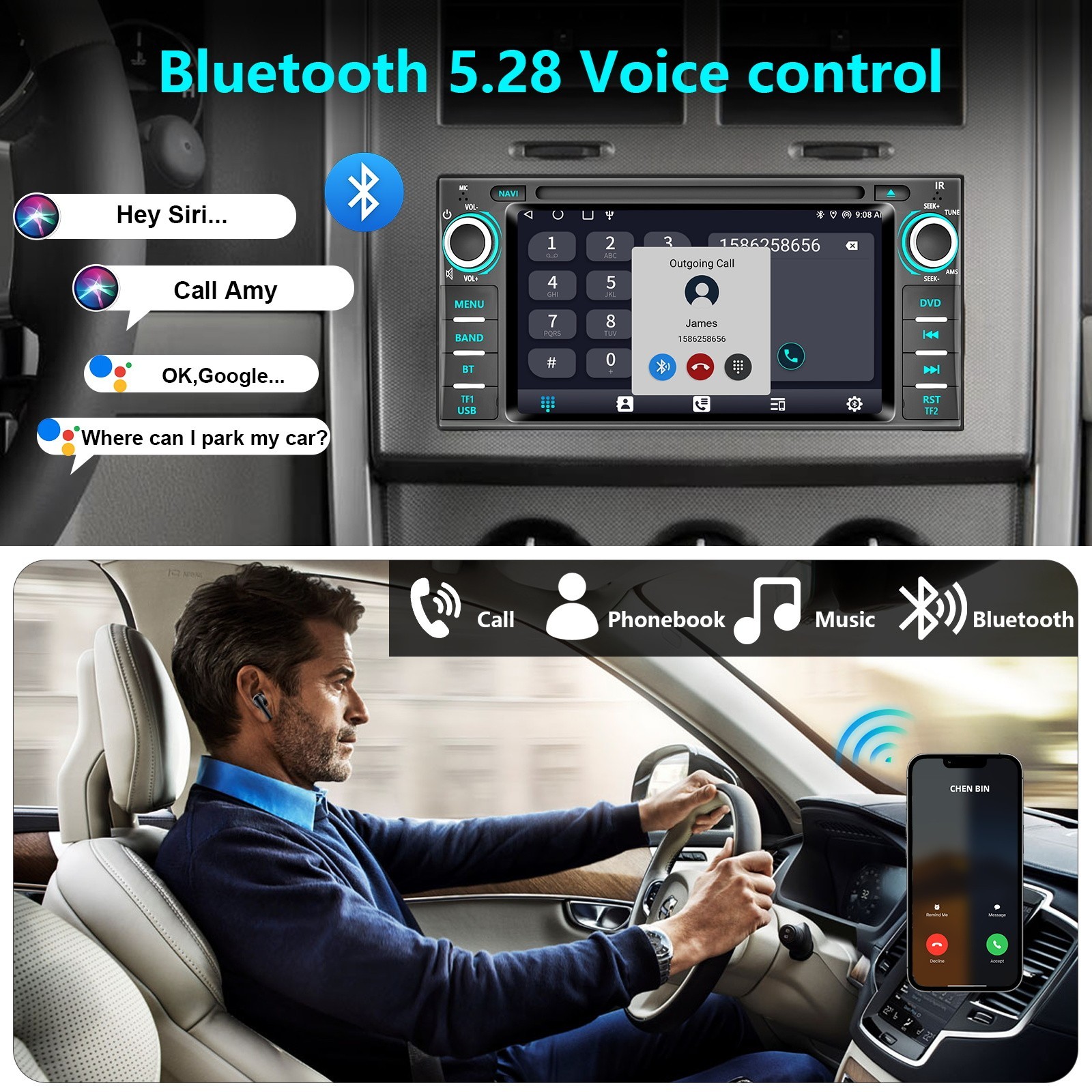 Plug & Play Car Radio Stereo CD DVD Player W/CarPlay GPS For Jeep Dodge Chrysler
