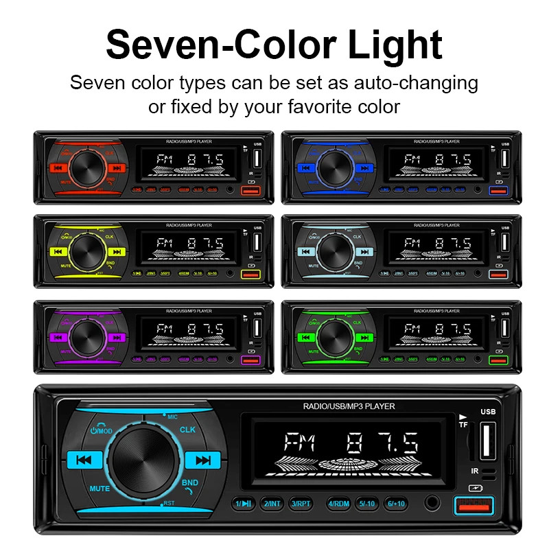 SingleDIN Car Radio Stereo Bluetooth MP3 Player FM AUX USB TF Card Digital Audio