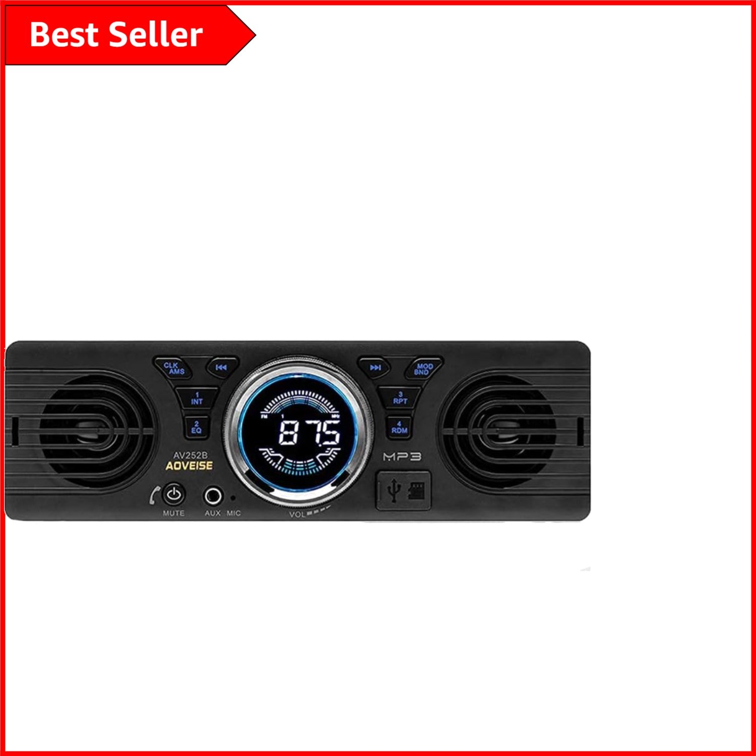 Compact AV252 Bluetooth Car Radio with Built-in Speaker & Multi-Device Support