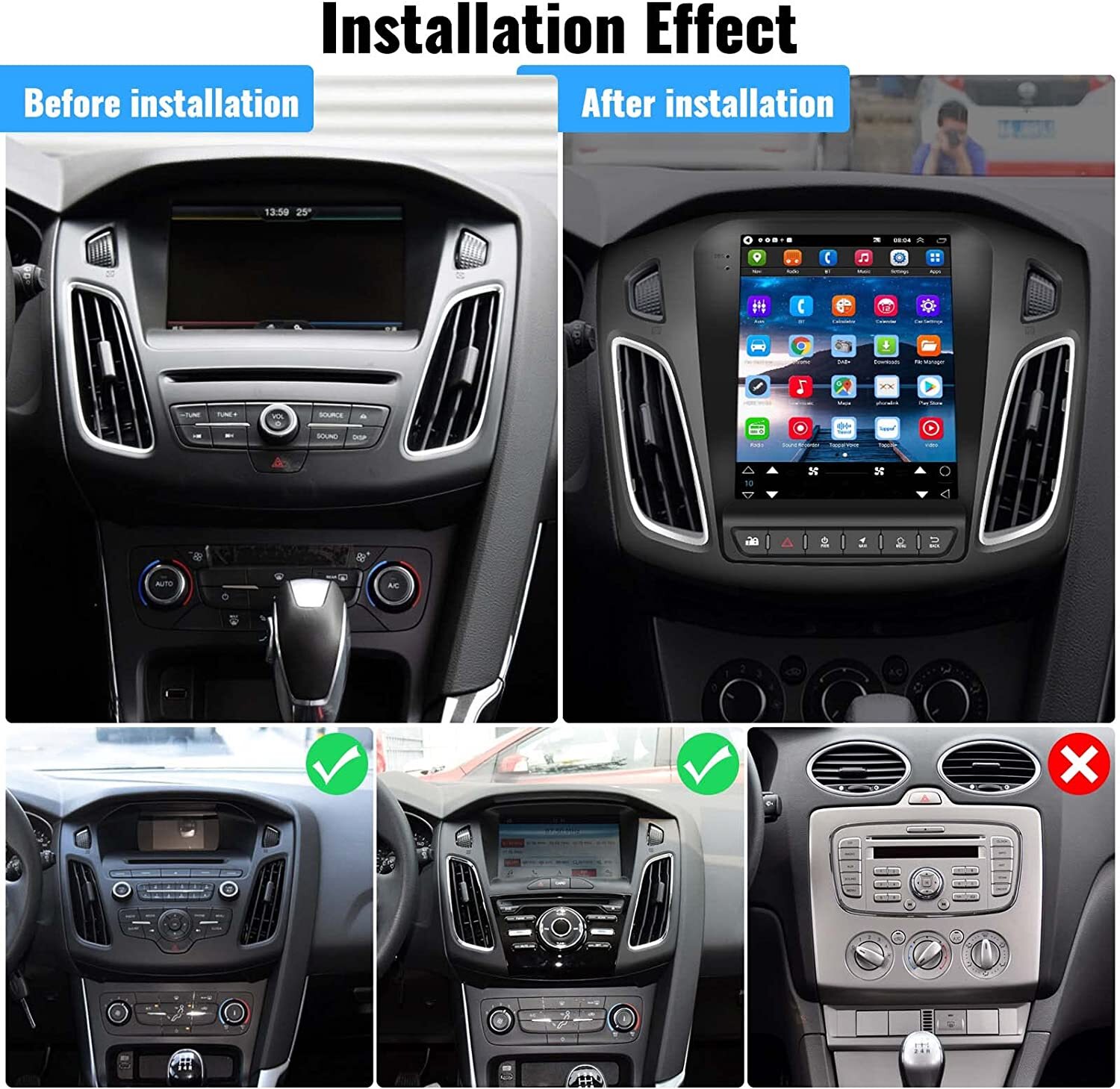 Car Apple Carplay Radio For Ford Focus 2012-2018 Android 11 GPS Stereo +Camera