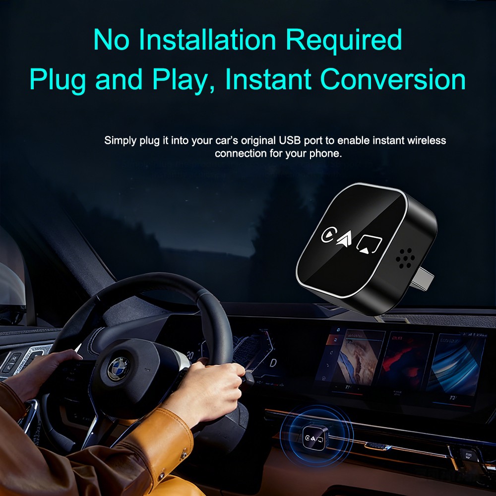 1/2X 4IN1 Wired to Wireless CarPlay Adapter for Apple iPhone Auto Mirror Link