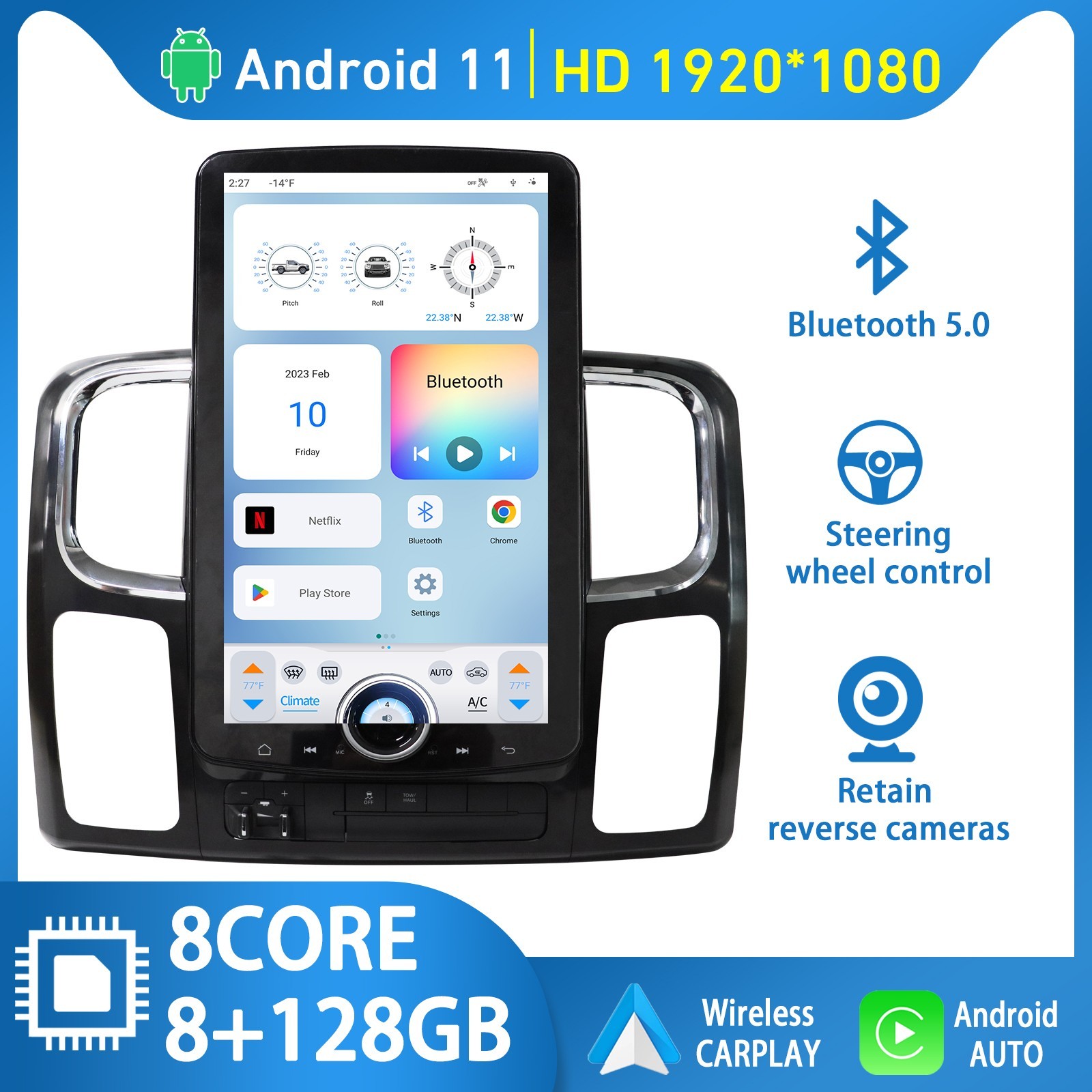 Apple Carplay For 2013-2018 Dodge RAM 1500 2500 3500 2019 Classic Body Car Radio