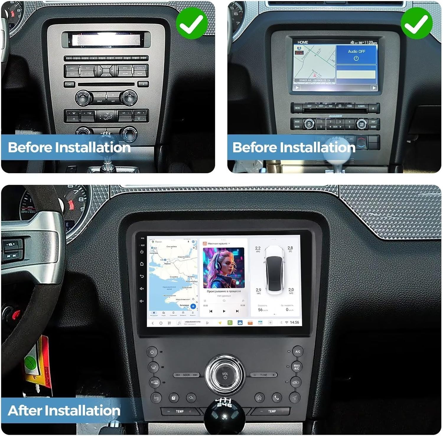 for Ford Mustang 2010-2014 | 10 Inch Touch Screen Head Unit 4GB RAM 64GB ROM