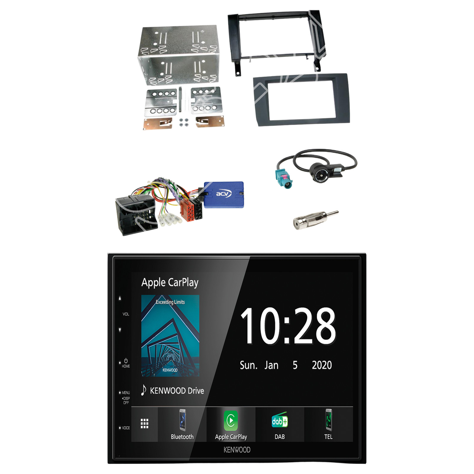 Kenwood DMX5020DABS Radio DAB Bluetooth with installation kit for Mercedes SLK from 2008