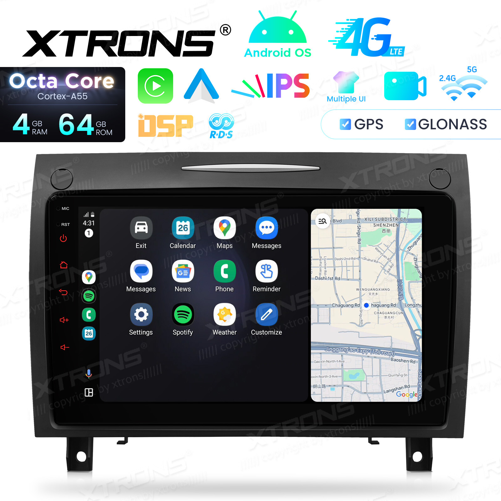 XTRONS 9″ Android 14 8Core 4+64GB Car Radio Stereo GPS for Benz SLK-R171 2004-11