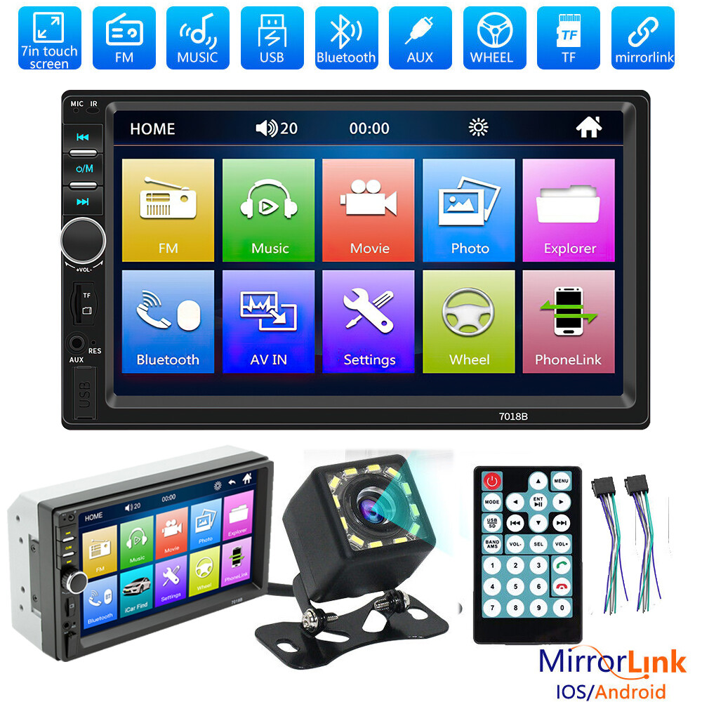 2 Din 7″ Car Stereo Mirrorlink-GPS Bluetooth Radio Car MP5 Player+Rear Camera