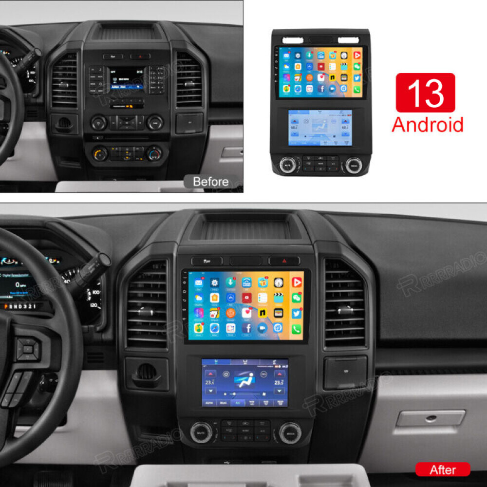 Android 13 Tesla Double Screen Car GPS Navi Radio For Ford F-150 F-250 2015-2020