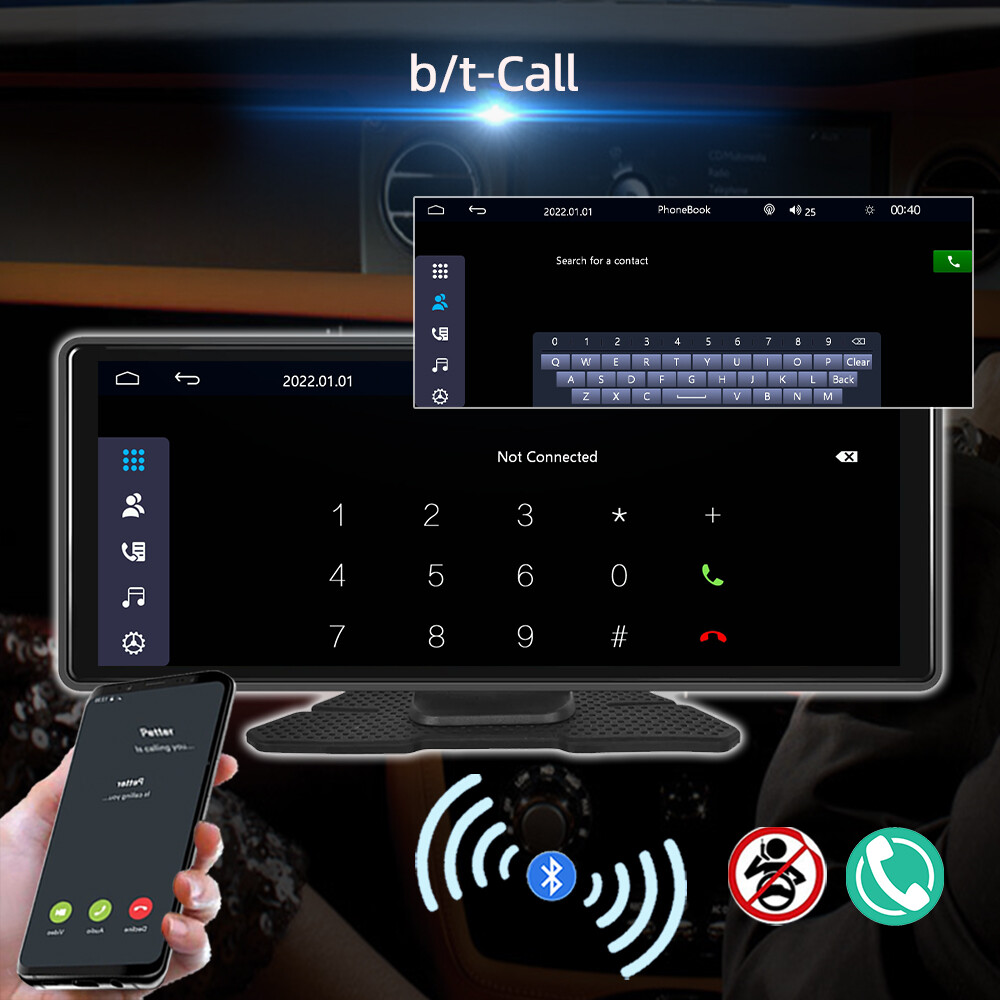 10.26″ Portable Car Stereo Wireless IOS CarPlay/Android Bluetooth Touch Screen