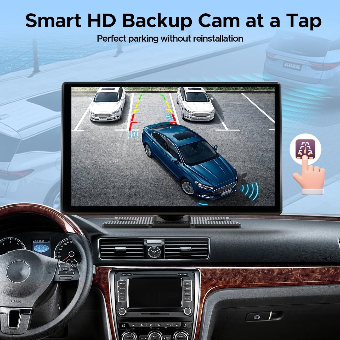 Wireless CarPlay 9″ Touchscreen Android Auto W/ Netflix YouTube TikTok Rear Cam