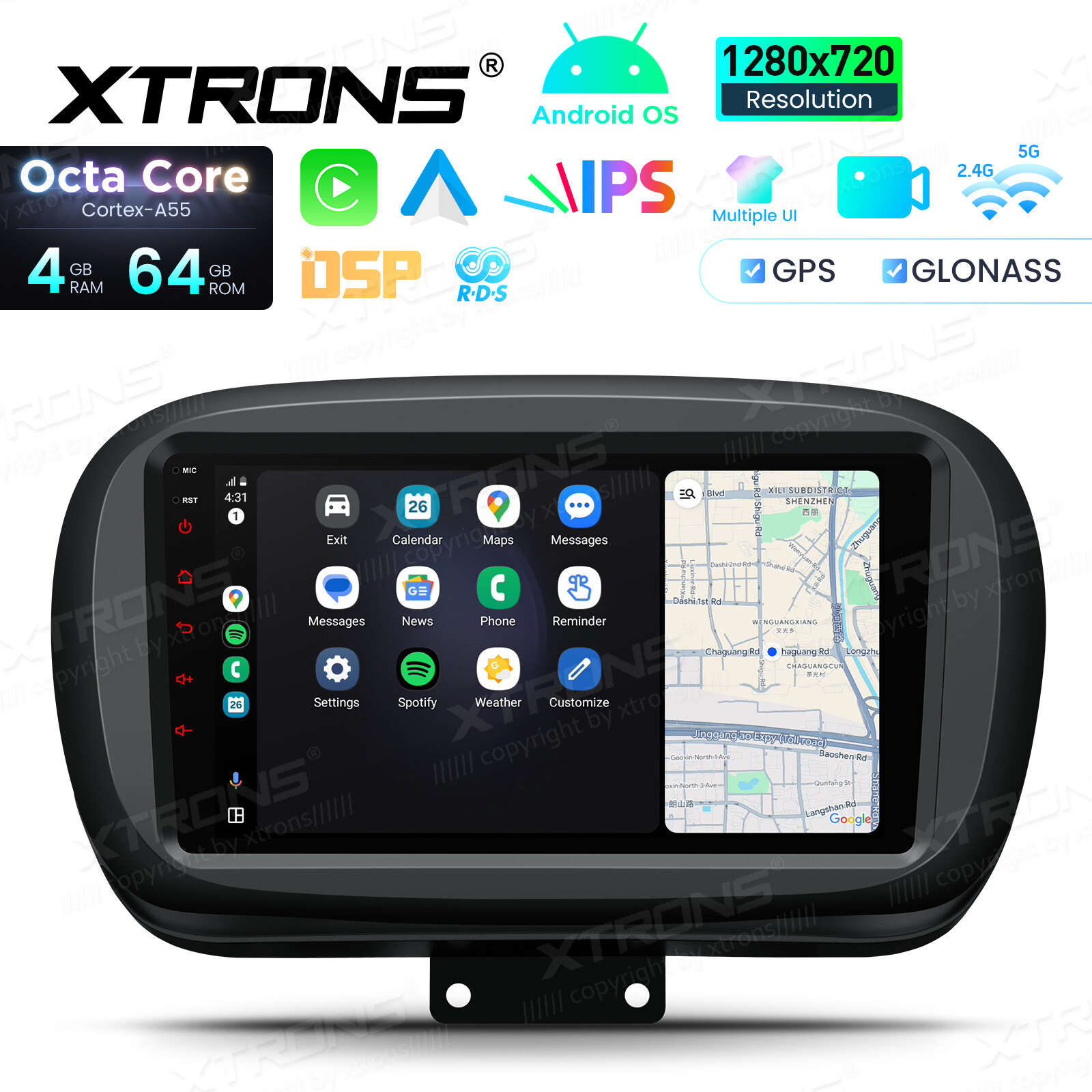 9″ Android 14 Octa Core 4+64GB CarPlay GPS Stereo Radio For Fiat 500X 2015-2020