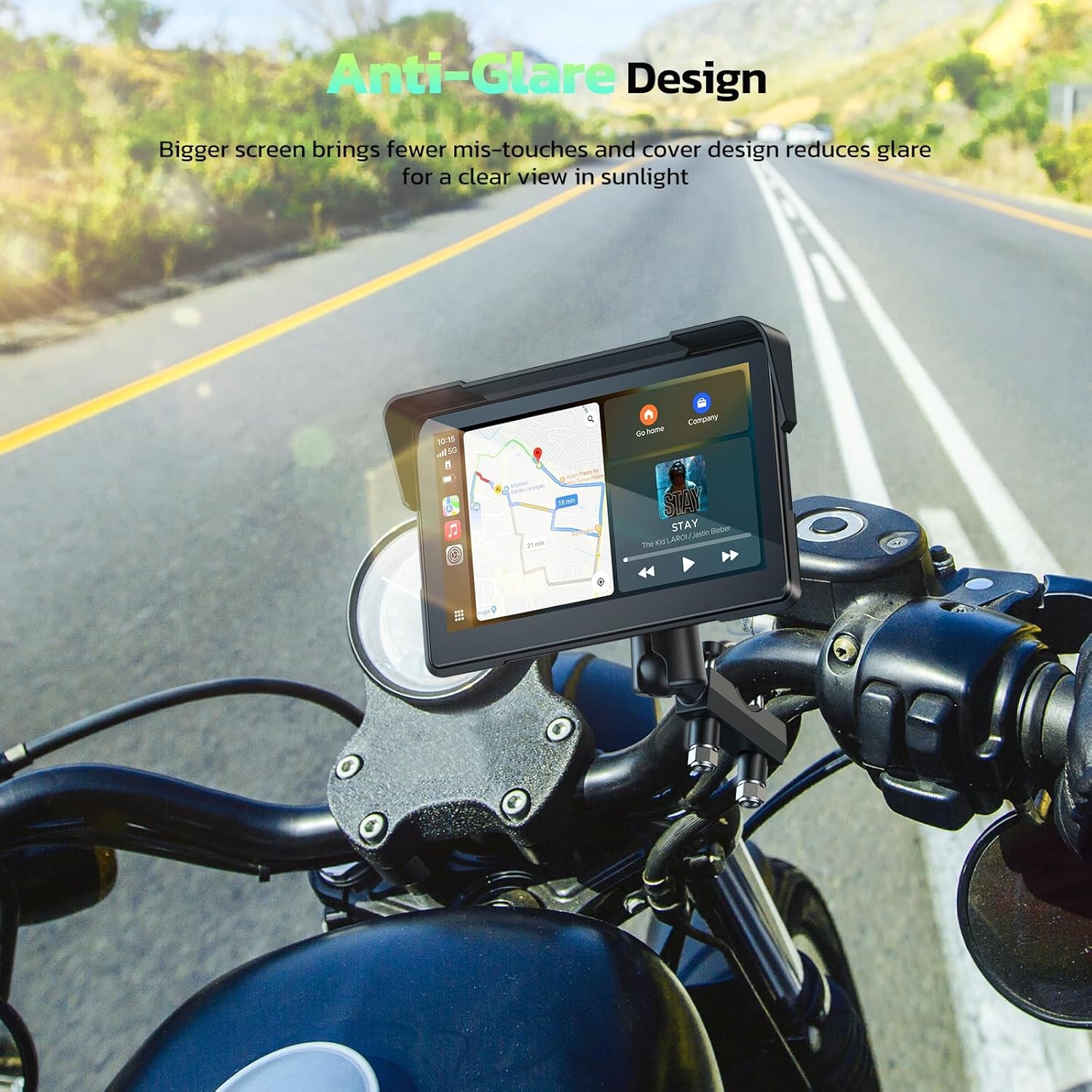 7″ Wireless CarPlay Android Auto Portable Screen Waterproof Motorcycle Navigator