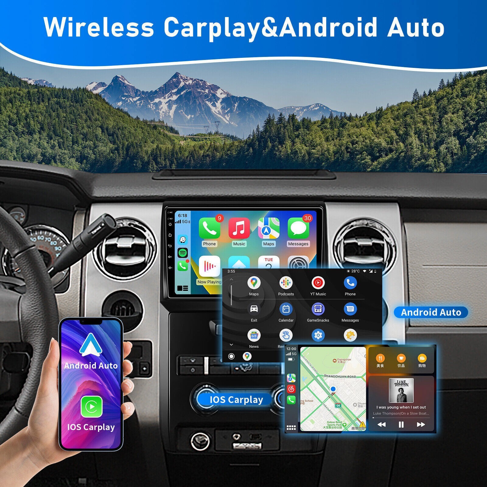 Fits For Ford F-150 2009-2014 Wifi Carplay Android 14.0 Stereo Radio GPS Navi