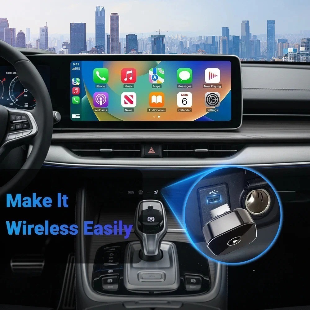 Wireless CarPlay Adapter for Apple iPhone & Android Auto USB Adapter Plug & Play