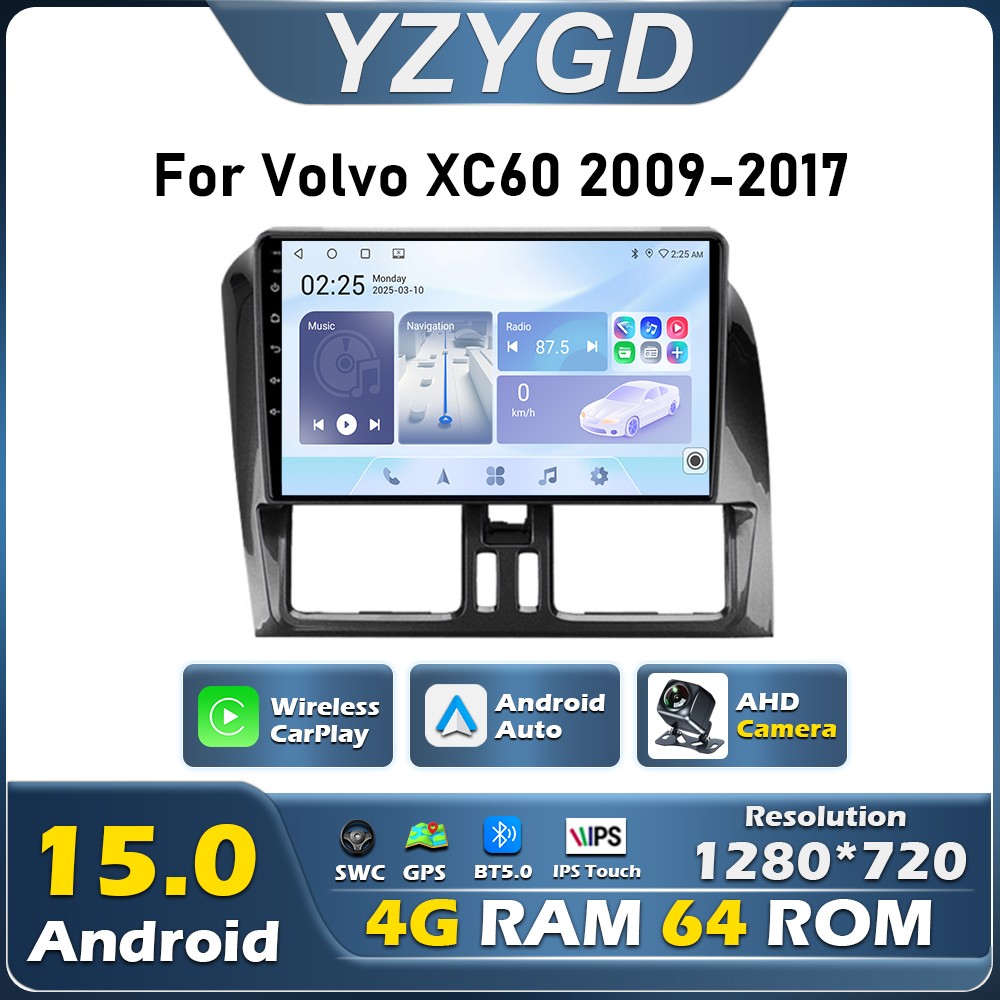 For Volvo XC60 2009-2017 LHD GPS Navigation For Car Car Carplay/Android Touch Screen