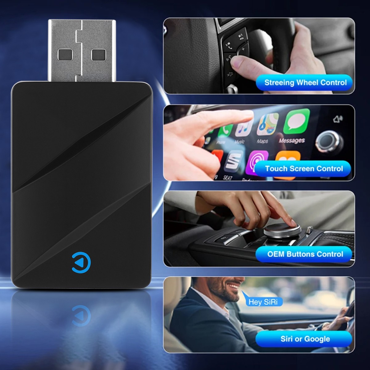 USB Auto Wireless CarPlay Adapter Fit iPhone Apple Wireless Dongle Plug＆Play A++