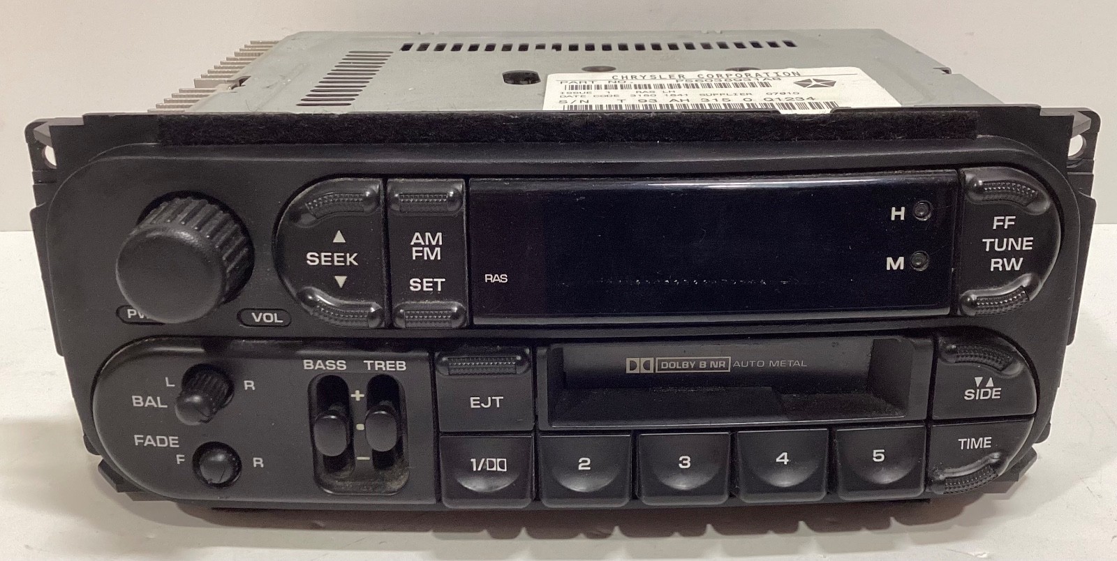 Dodge Jeep Chrysler AM/FM Cassette Radio P56038931AB Caravan Dakota Ram Untested