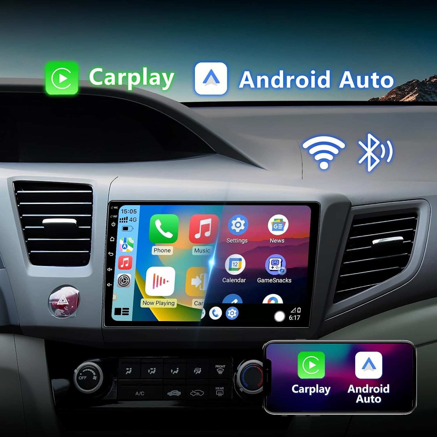 Car Radio Stereo for Honda Civic 2012-15 9 ” Head Unit TScrn W/L CarPlay An