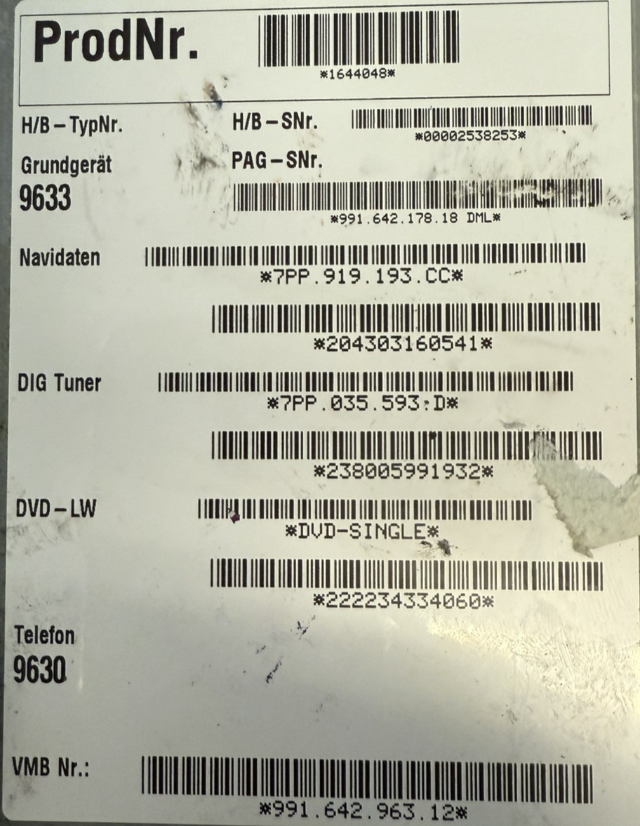 12~16 991 Porsche 911 CARRERA CAYMAN BOXSTER PCM3.1 100GB Navigation Radio CD
