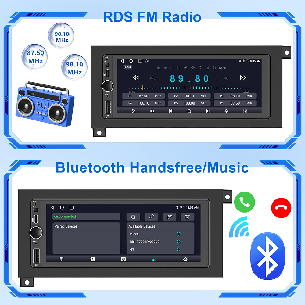 6.9″ For 1997-2002 Dodge Ram Radio Stereo Android Auto Apple CarPlay GPS Navi 4G