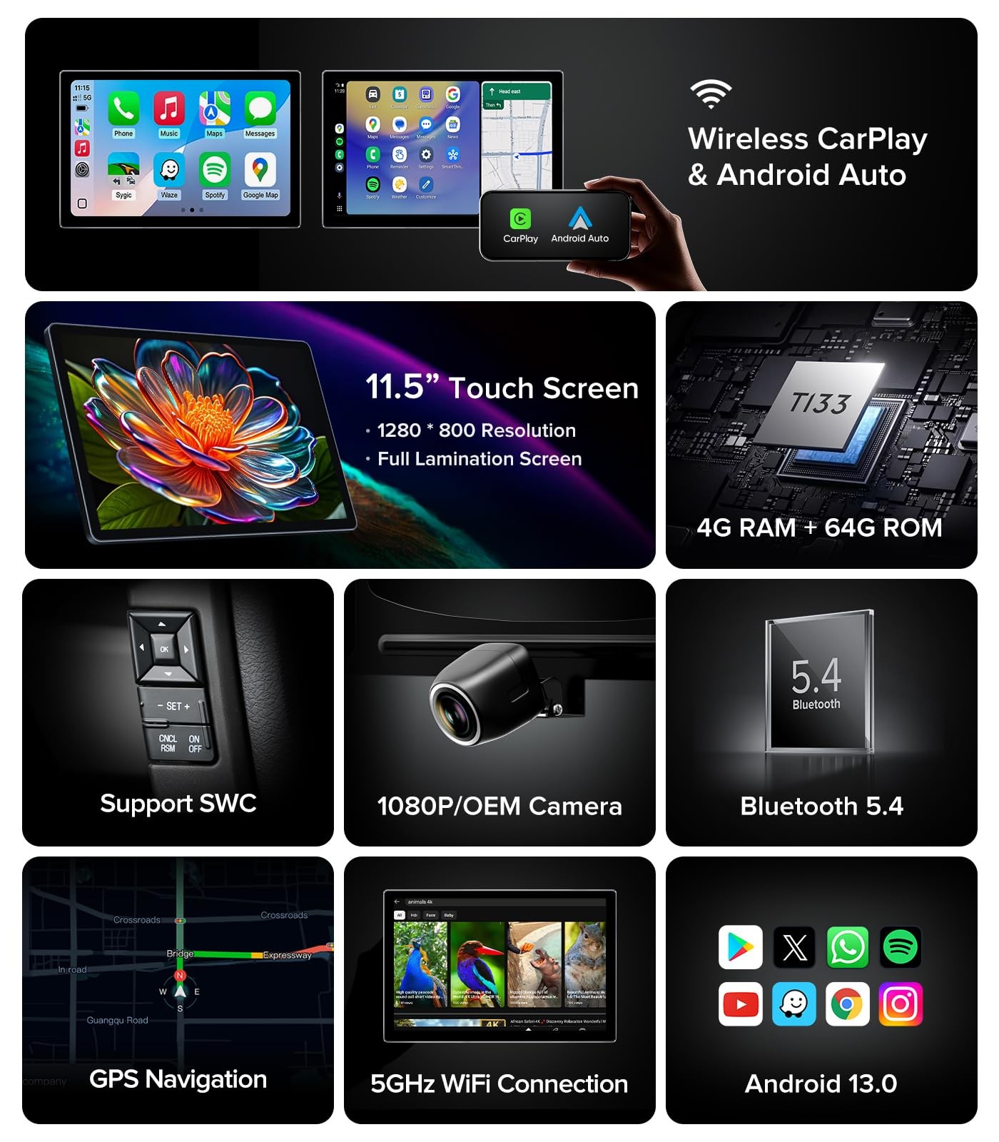 ** NEW 2009-2012 Ford F150 | 11.5″ Stereo | Wireless CarPlay | 4GB+64GB