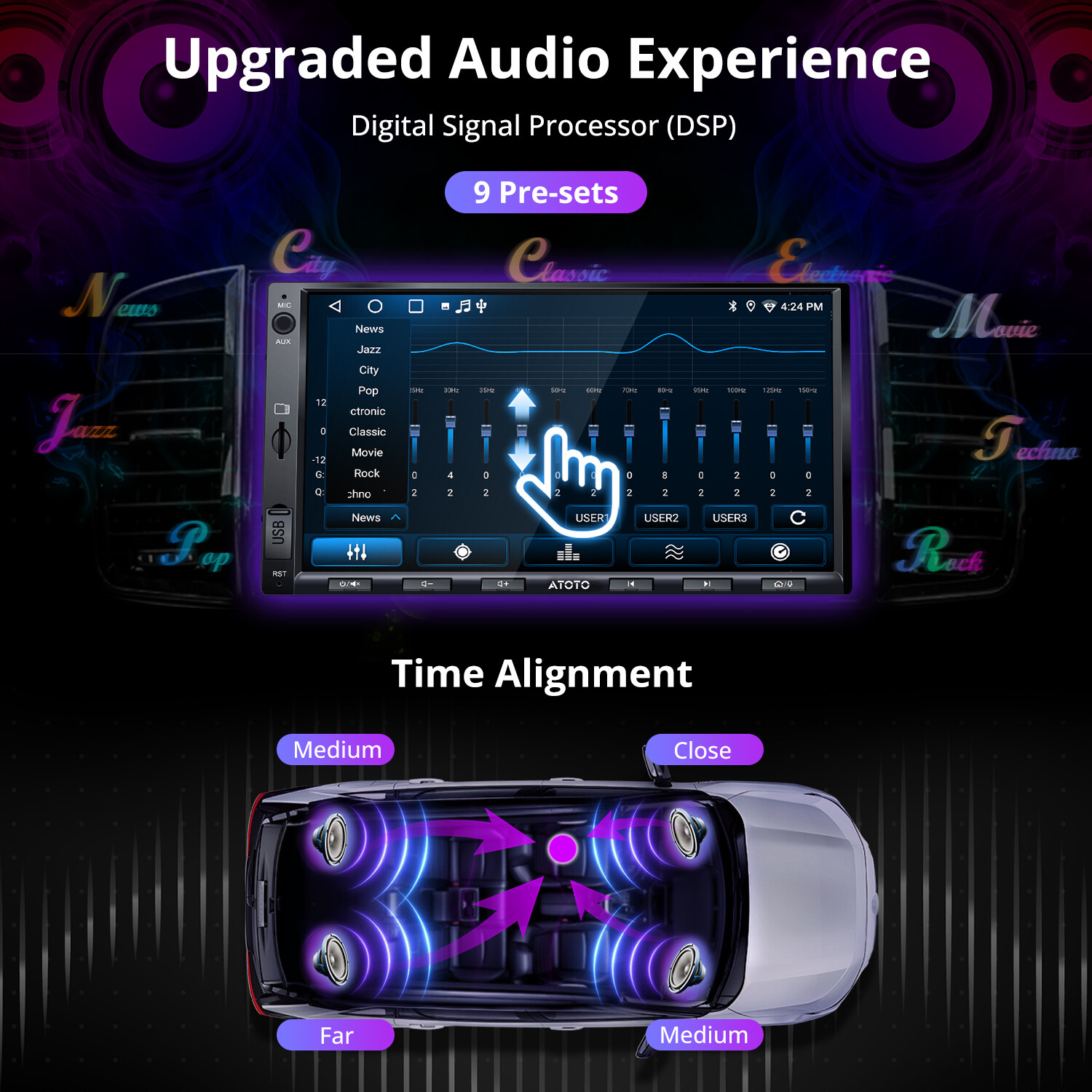 Universal 7″ 2Din Car Stereo 2G+32G Wireless Android Auto CarPlay AI Radio w/RWC