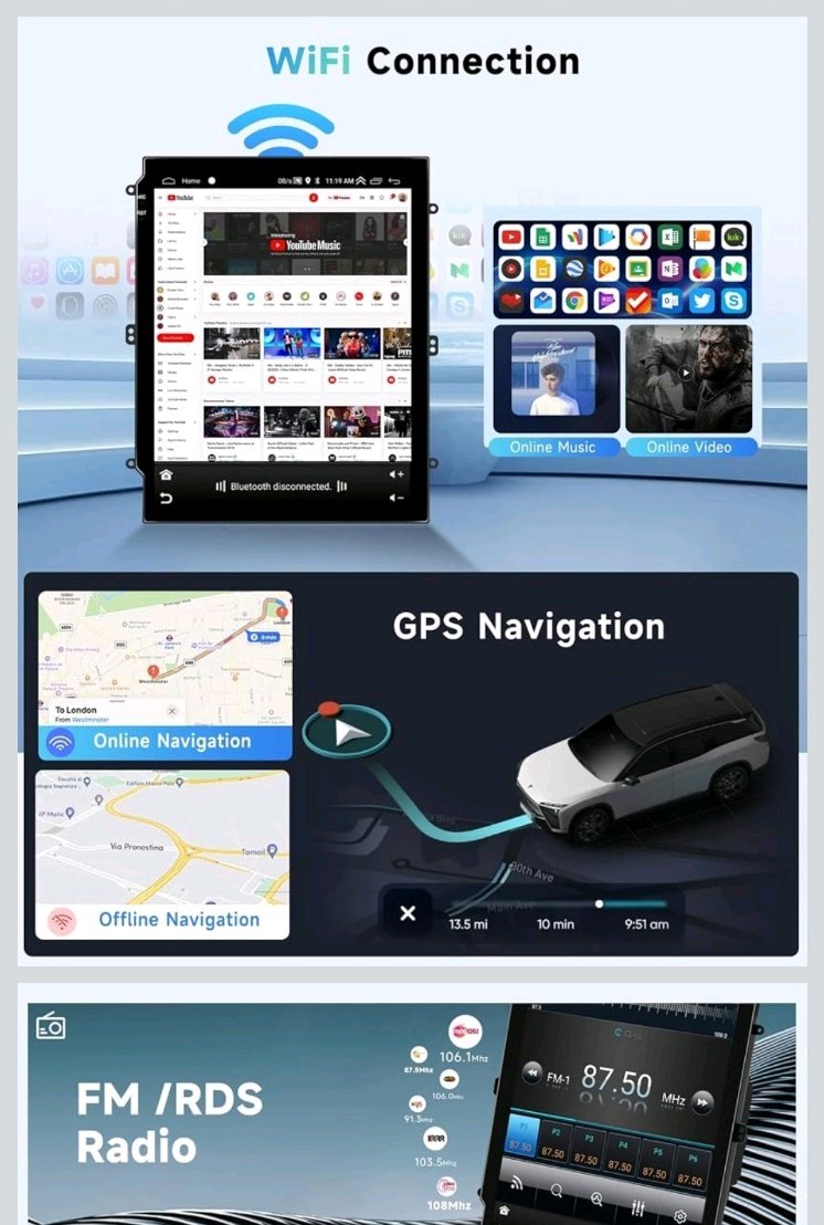 9.7″ Android13 Car Radio Stereo For 2009-2015 Chevy Cruze Carplay GPS FM BT Navi