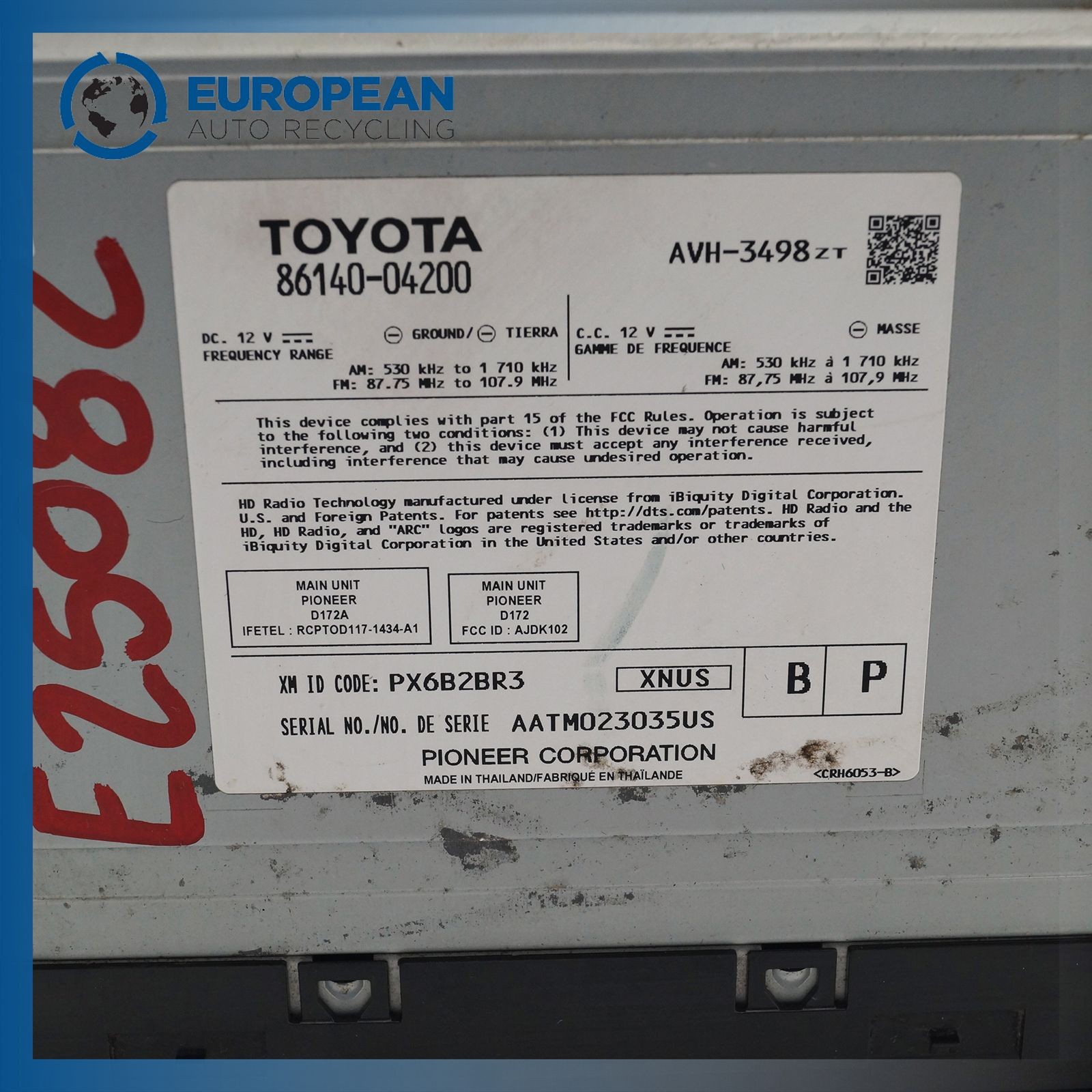 20-23 TOYOTA TACOMA Radio Display and Receiver – OEM 86140-04200 LOW 46K MILES