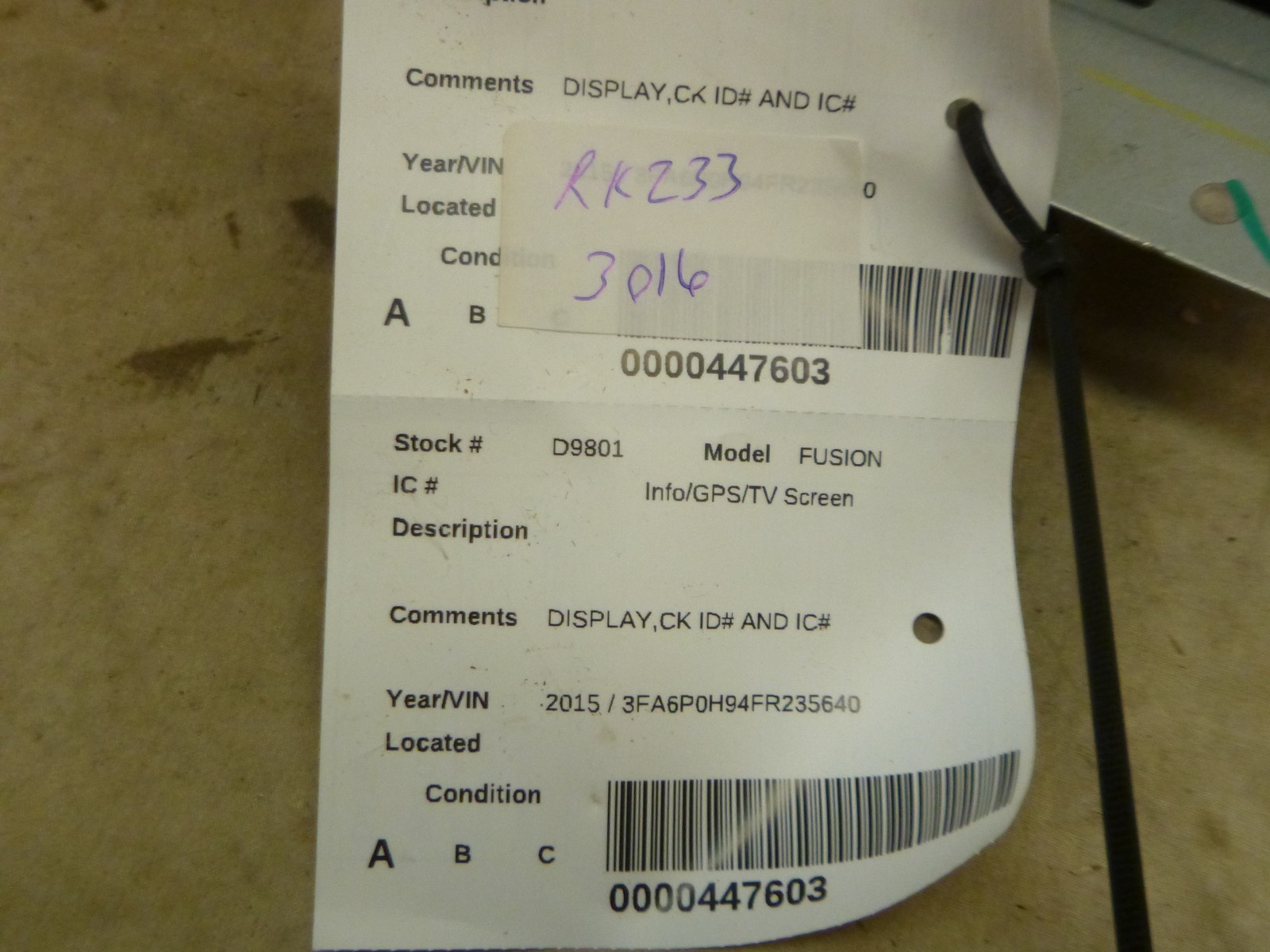 14 15 16 Ford Fusion Factory Radio Display Screen ES7T-18B955-CB RKZ33