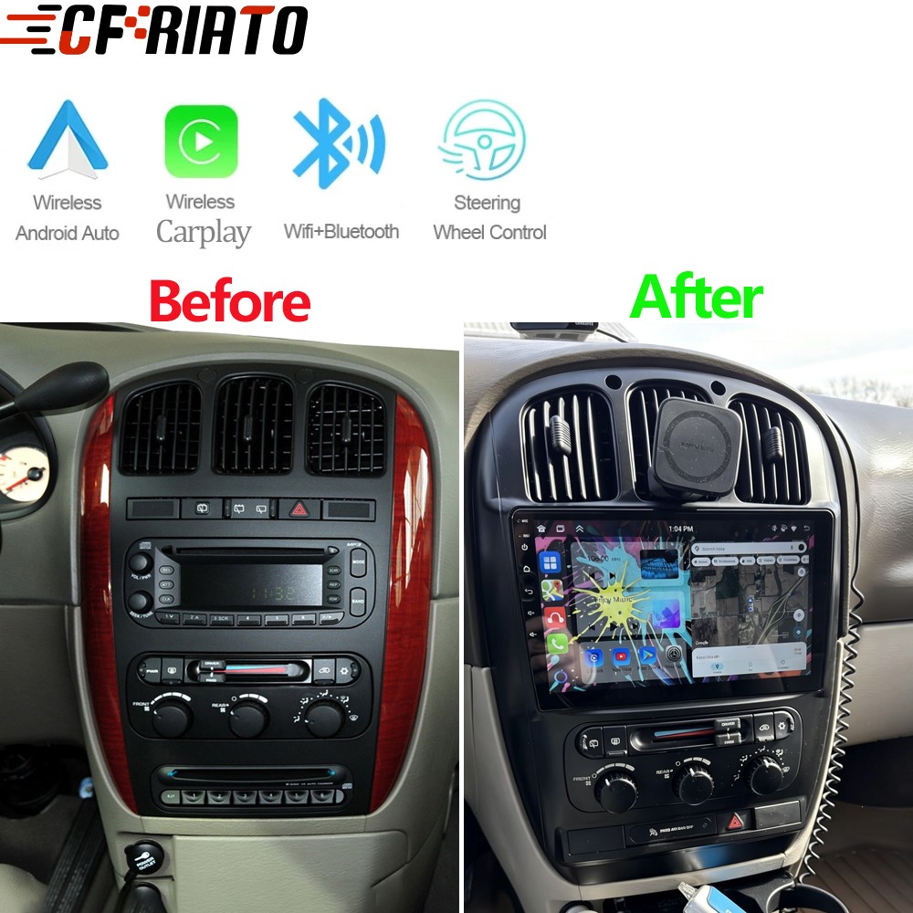 For Dodge Caravan 2001-2007 Apple CarPlay 10.1″ Car Radio Android 15 Stereo Navi