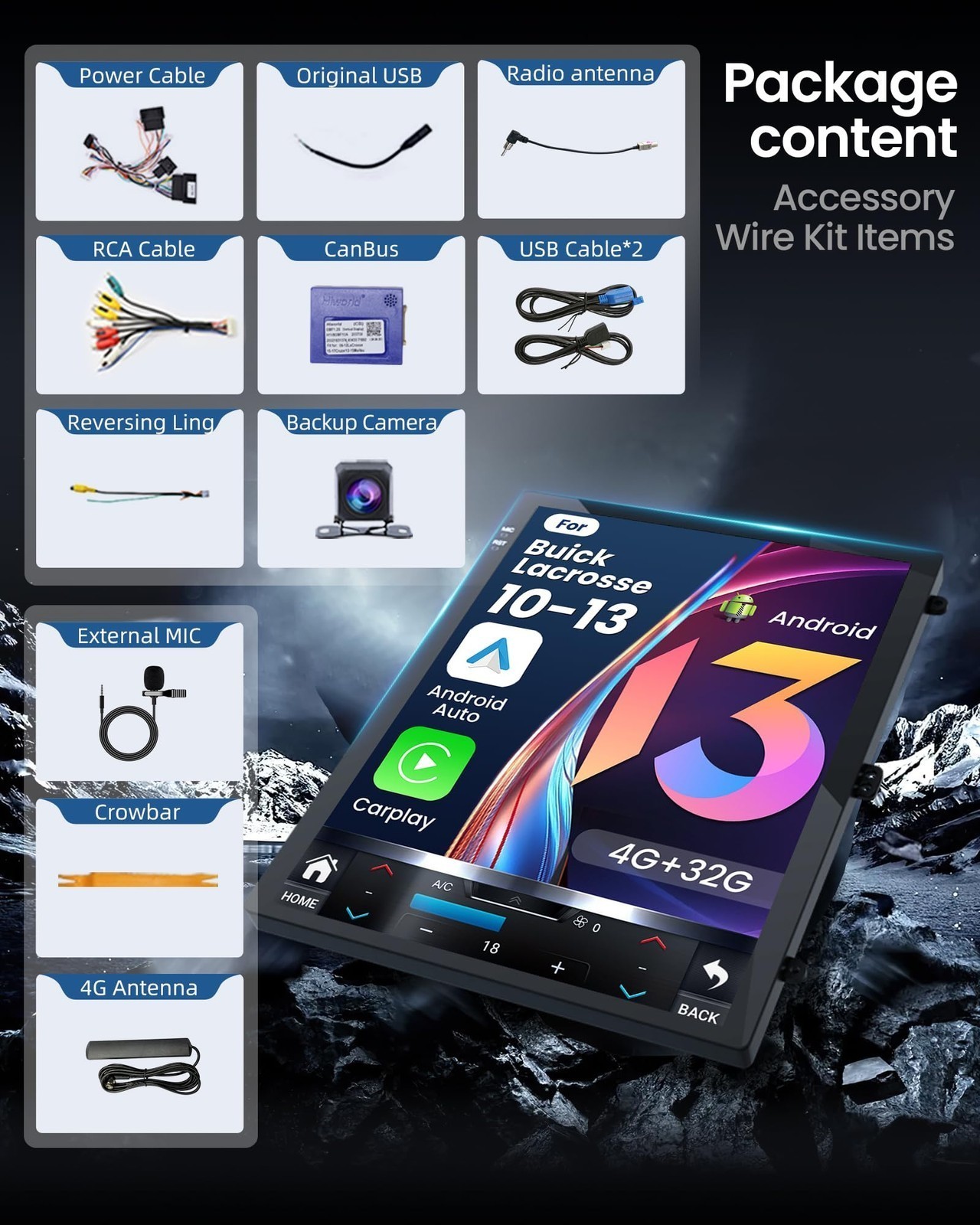 Car Radio Stereo Carplay For 2010-2013 Buick LaCrosse 4+64G 9.7in BT RDS