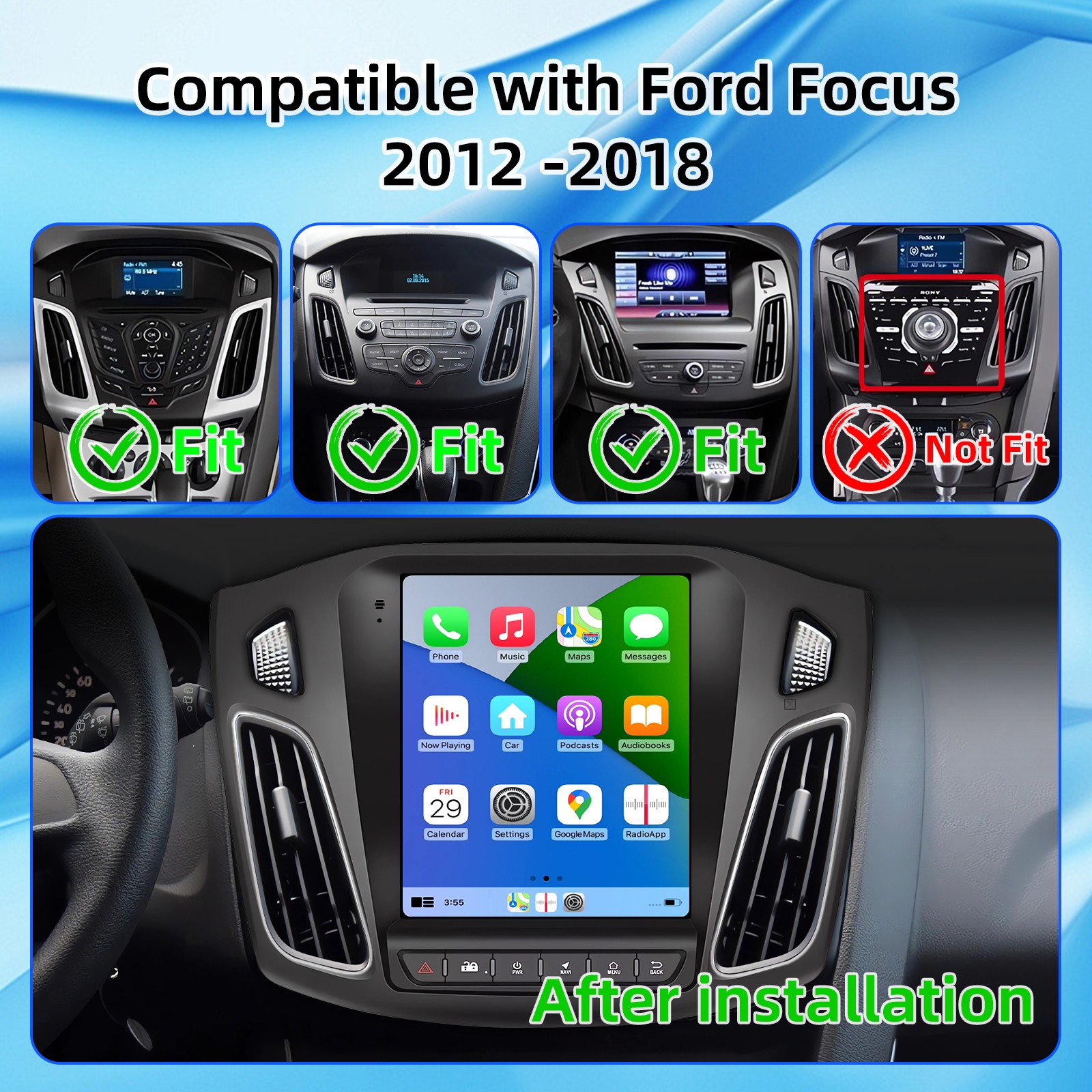 2+64G For 2012-2018 Ford Focus Android 13 Car Stereo Radio GPS Sat Nav WIFI