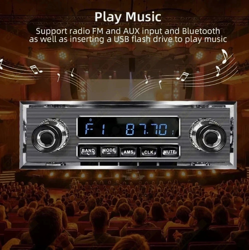 Retro Classic Car Audio Radio MP3 Player FM AUX fits W108 W111 W113 W114 W121