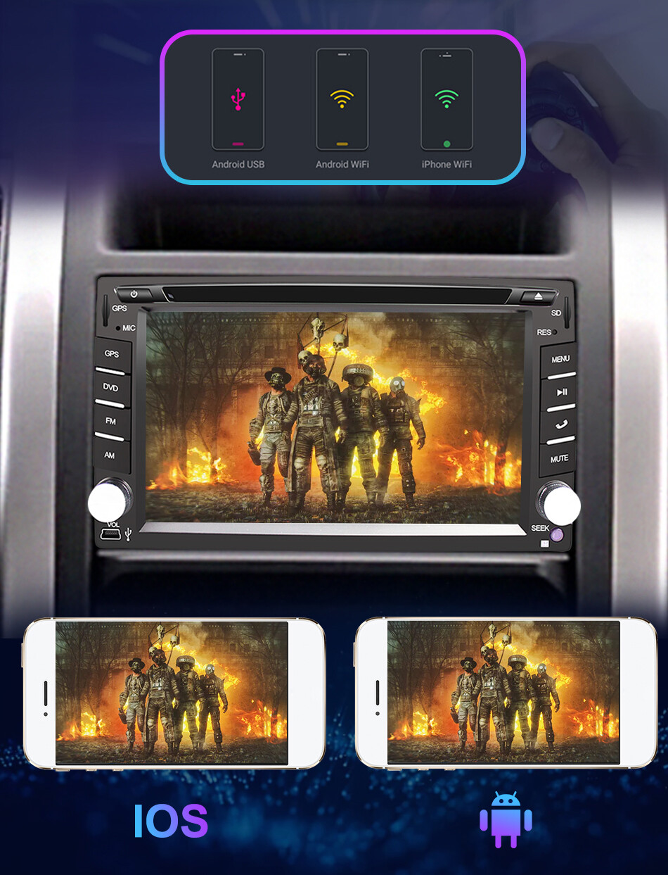 2DIN Car Stereo Car DVD CD Player Double Radio Car Play Head Unit GPS 2GB+32GB