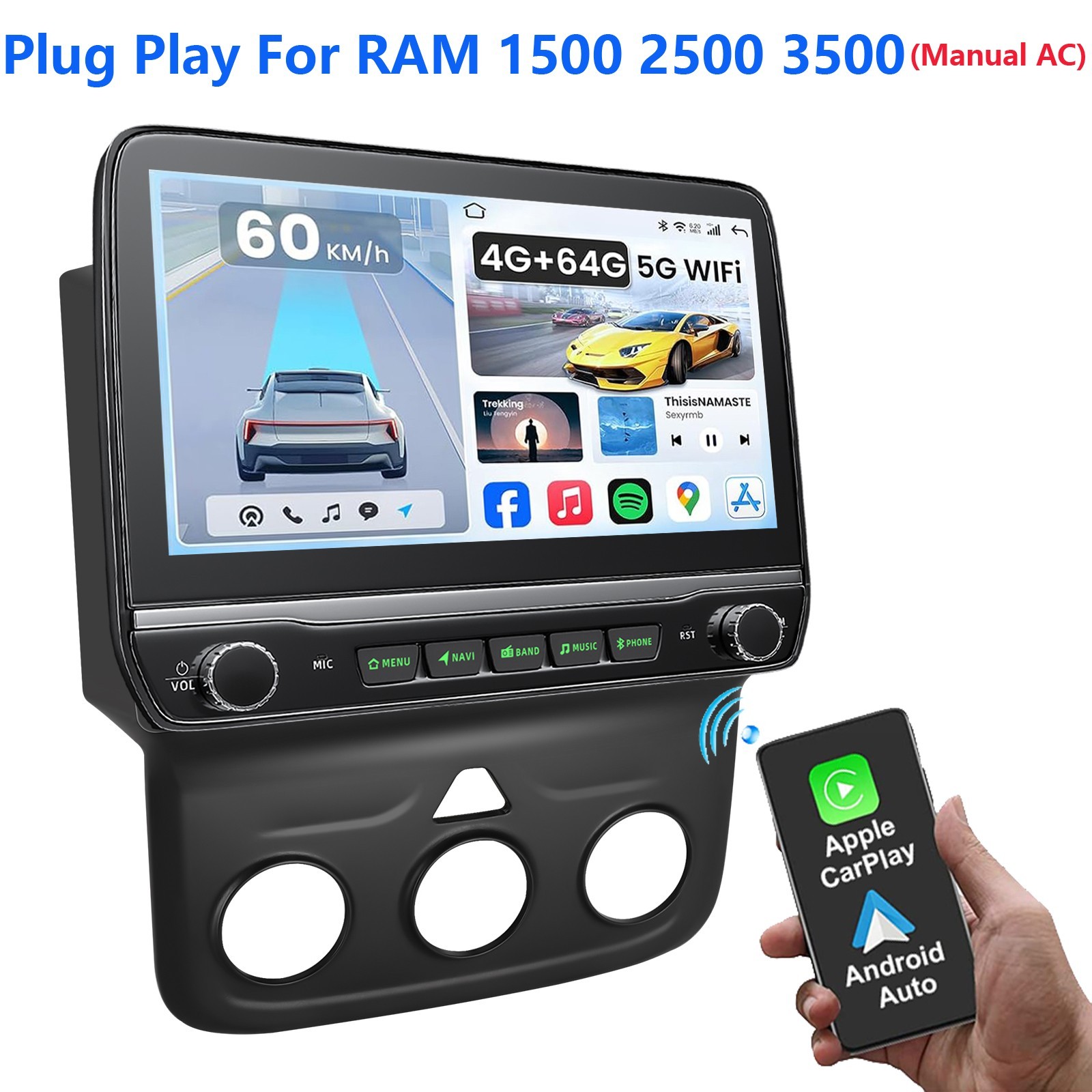 Car Radio Stereo Carplay Navi FM For 2013 2014 2015 2016 2017 Ram 1500 2500 3500
