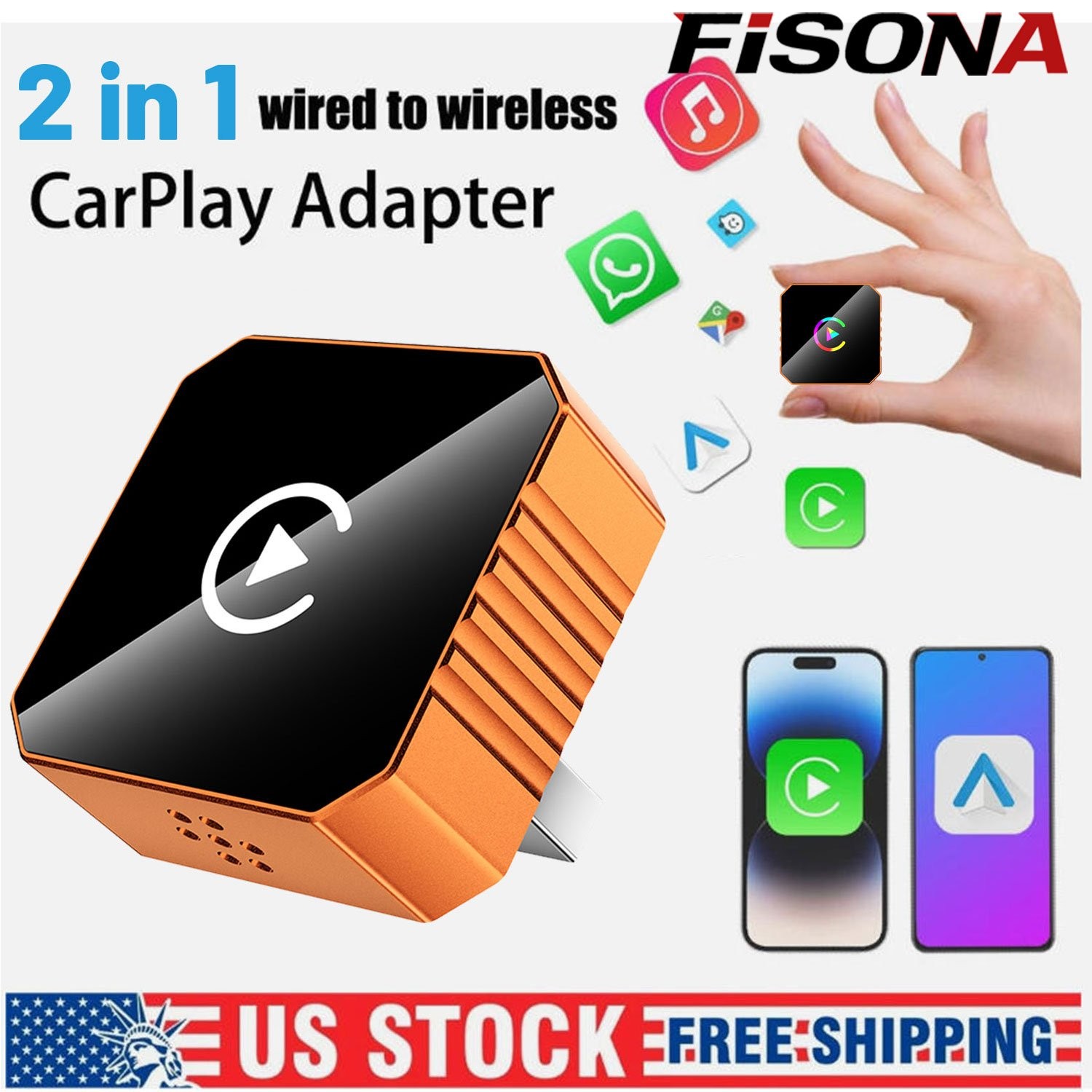 2026 USB Wireless CarPlay Adapter For iPhone Apple Wireless Dongle Plug ＆ Play