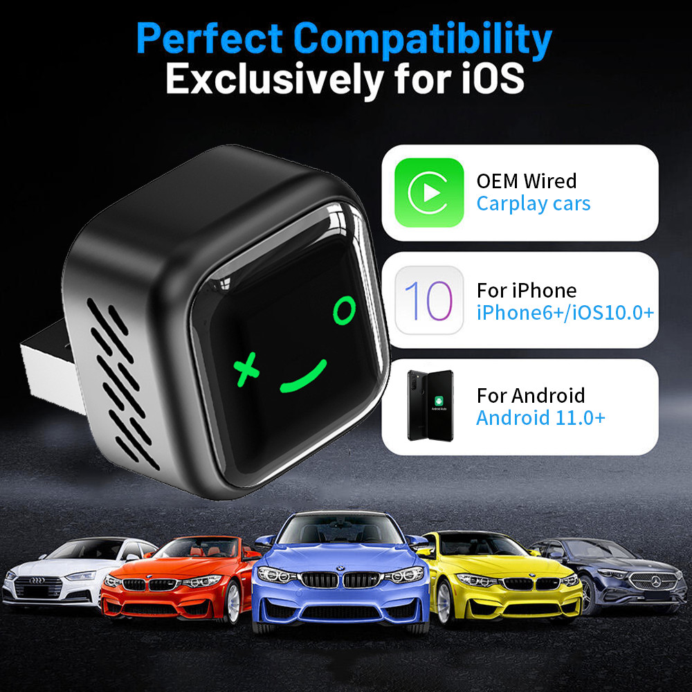 Wireless USB Carplay Adapter Dongle For iPhone Apple Android Auto Plug &Play