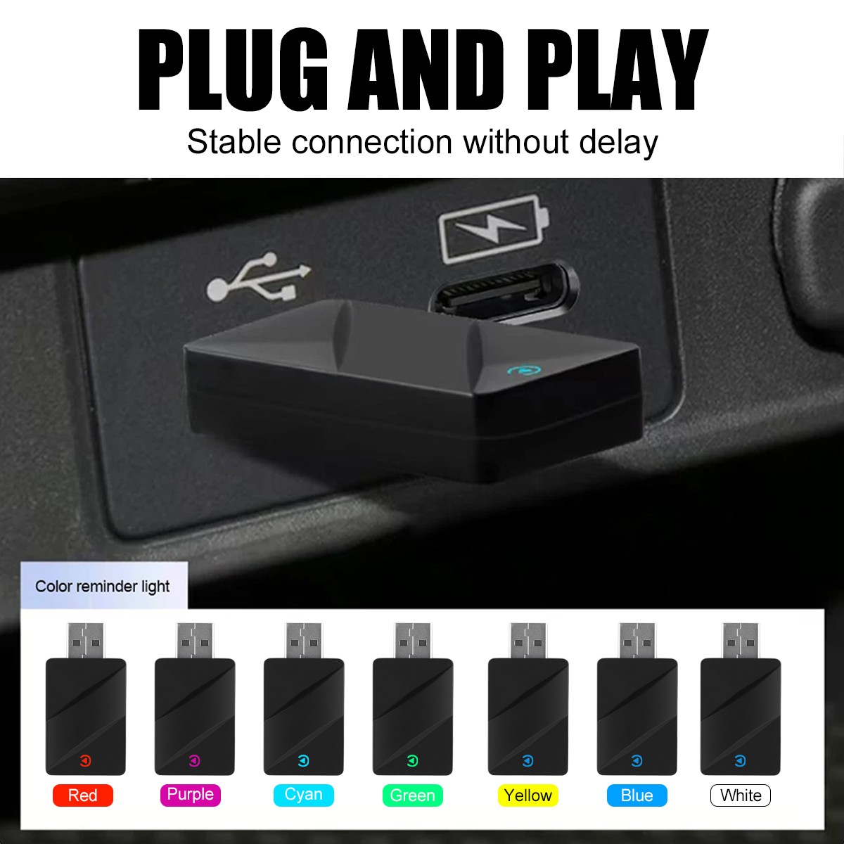 USB Auto Wireless CarPlay Adapter Fit iPhone Apple Wireless Dongle Plug＆Play A++