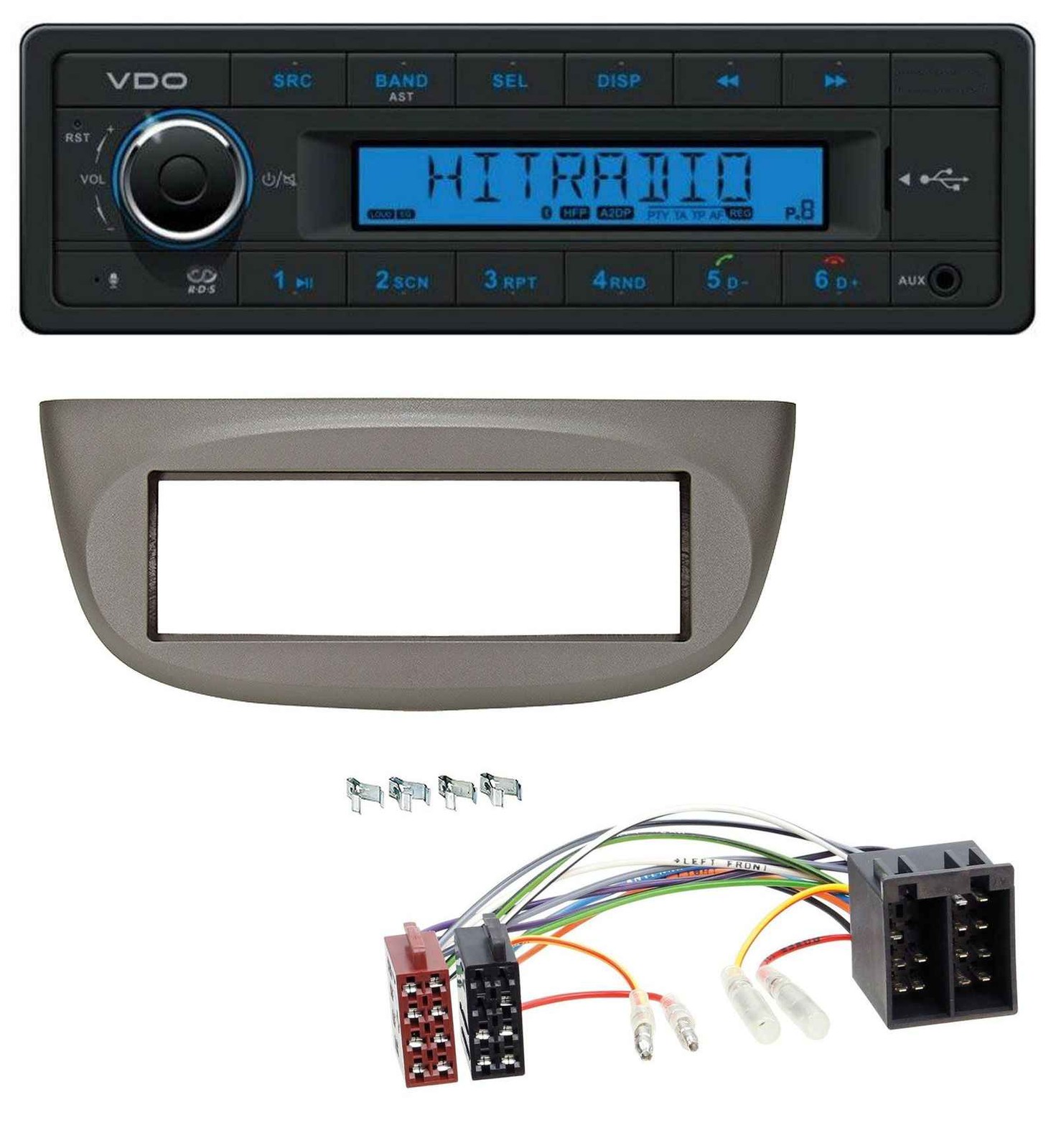 VDO AUX Bluetooth USB MP3 Car Stereo for Renault Twingo 07-12 Beige Grey