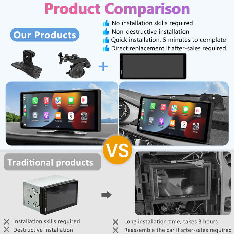 CARPURIDE W903 Smart Multimedia Wireless Carplay Android Auto With Dash Camera