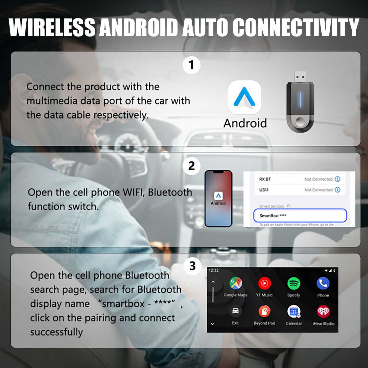 USB Wireless CarPlay Adapter.For iPhone Apple Wireless Carplay Dongle Plug&Play—