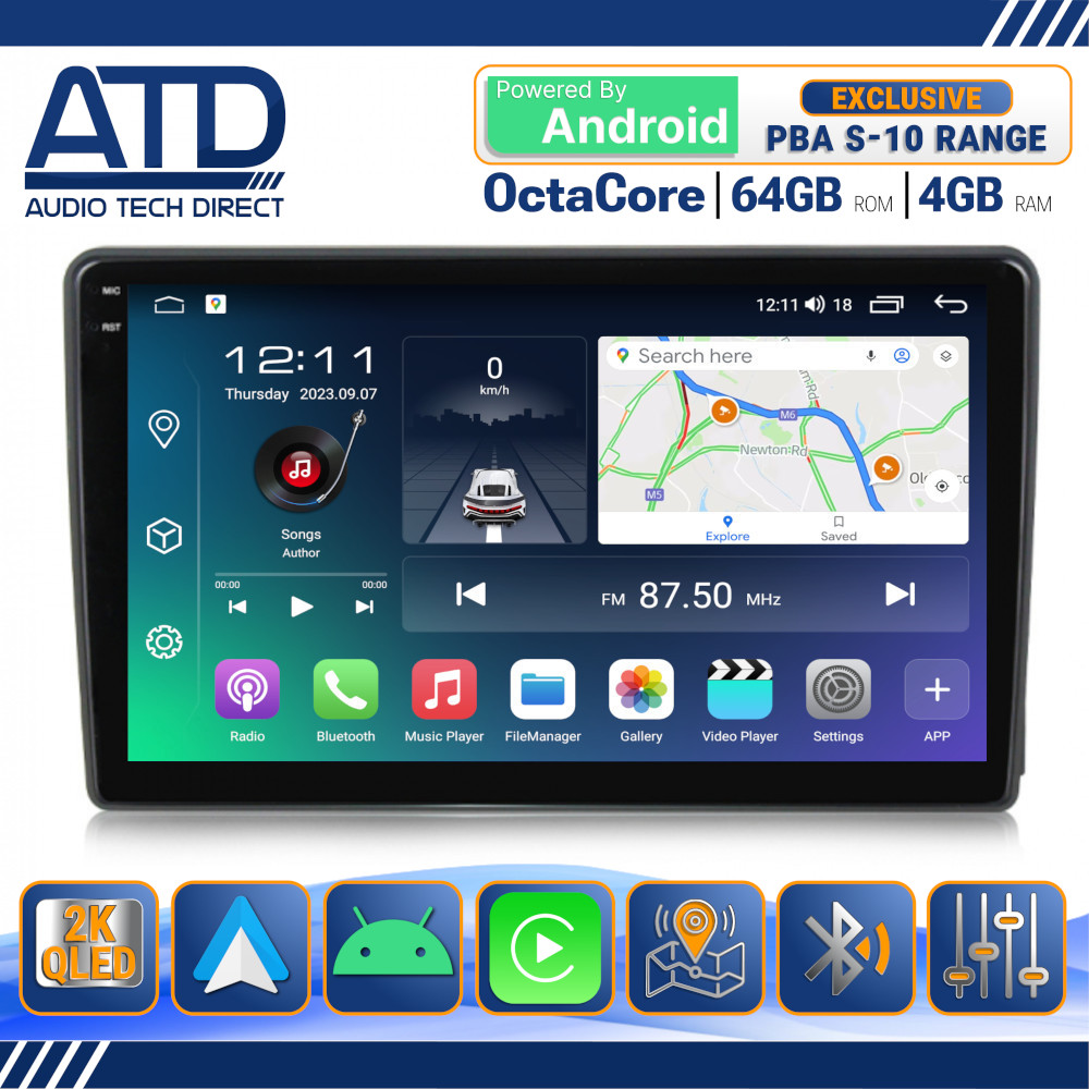 Android Auto Radio For Ford Fusion Wireless CarPlay GPS Stereo 9″ 2K QLED WiFi