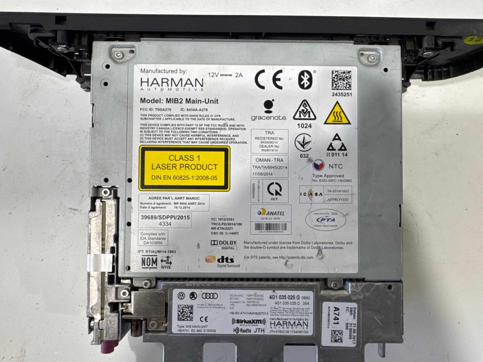 2018 Audi S6 DVD PLAYER MULTIMEDIA COMPUTER CONTROL MODULE OEM 4G1035025G (AS)