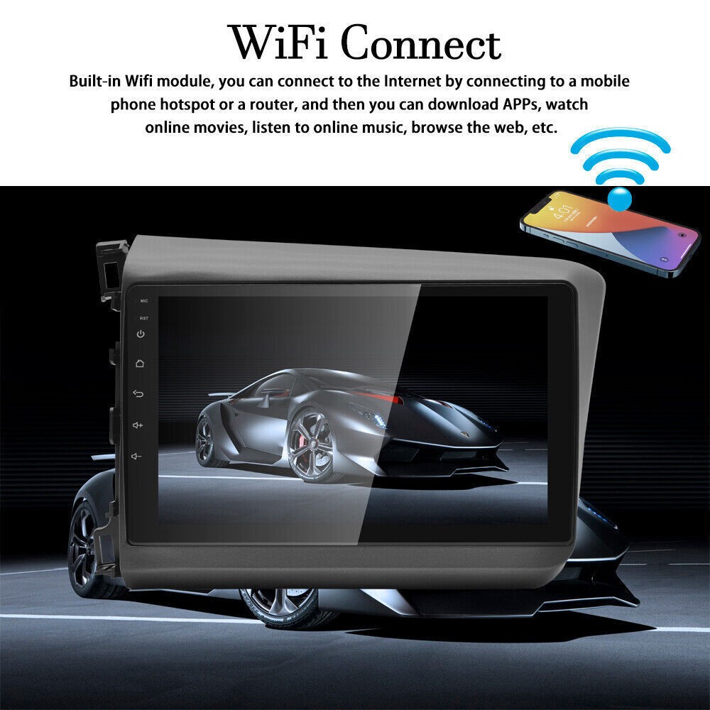 Car Radio Stereo Carplay For Honda Civic 4+64G 9in Bluetooth EQ FM