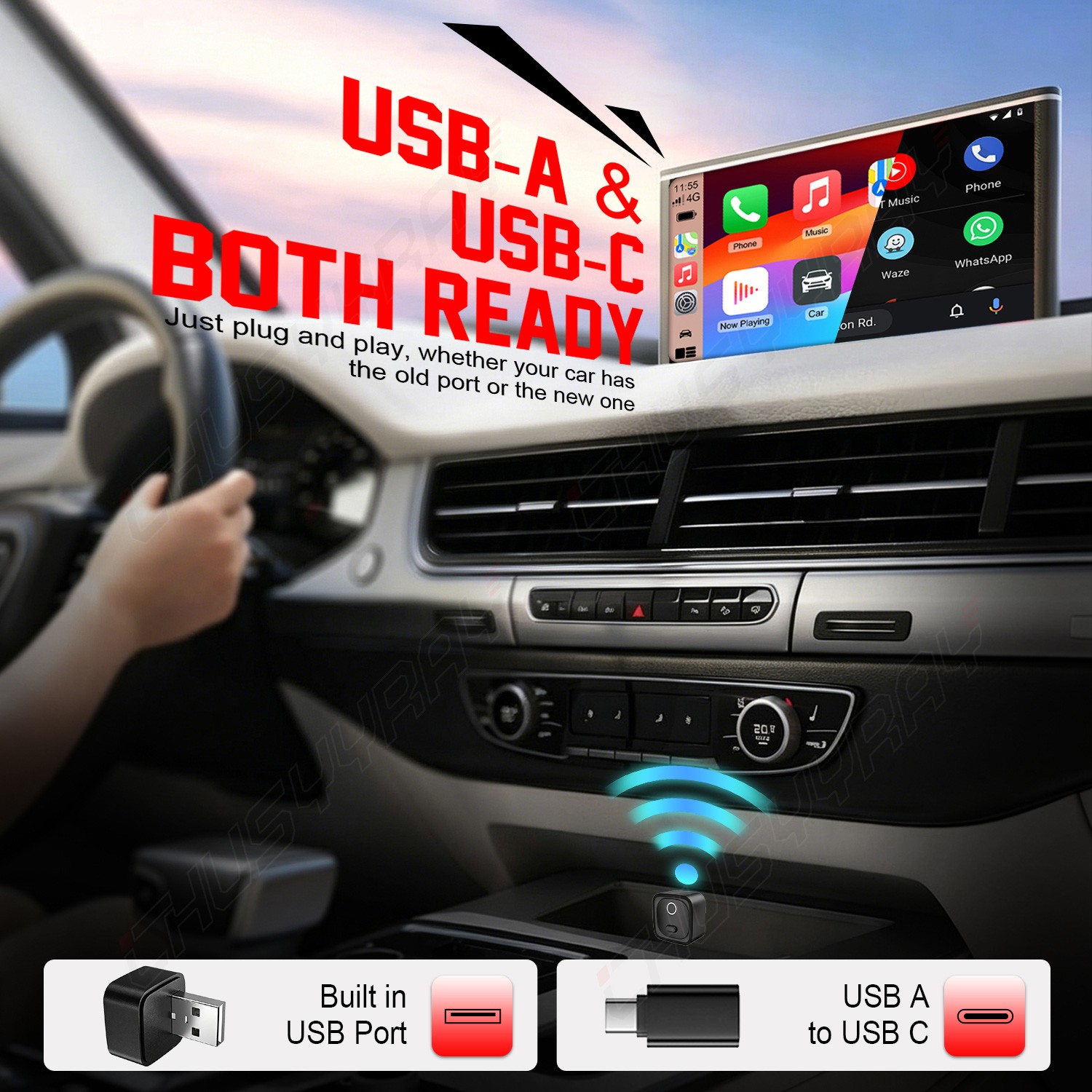 Mini Wireless CarPlay Dongle Bluetooth 5.4 WiFi6 Adapter Wireless CarPlay