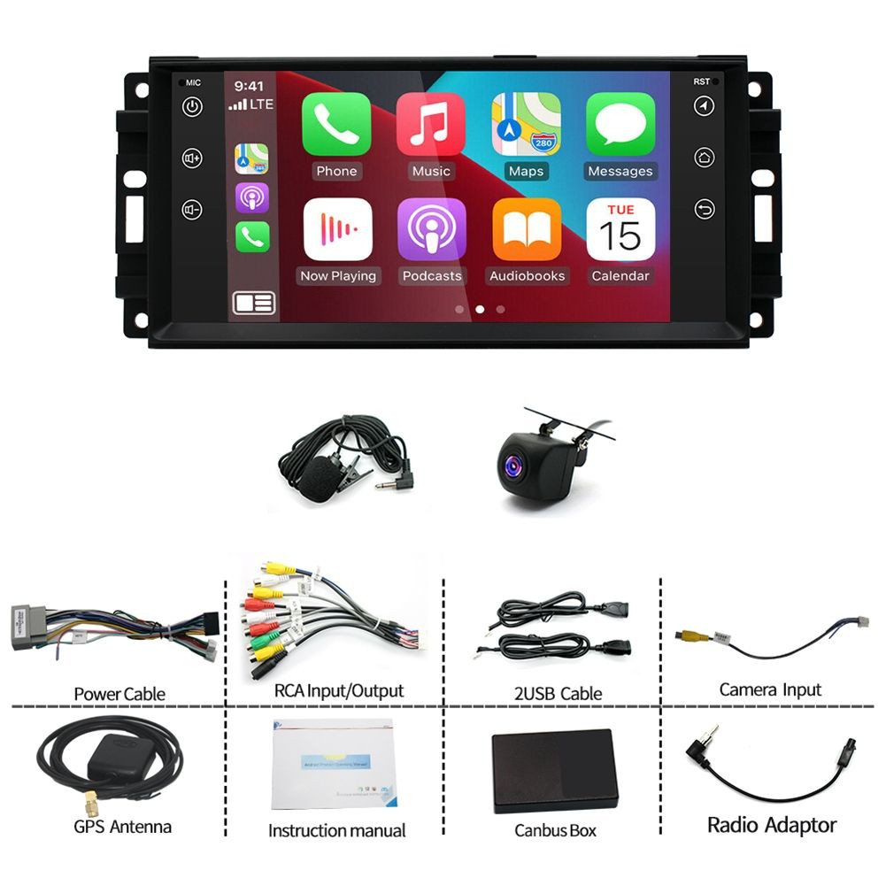For 2011-2014 Chrysler 200 Apple CarPlay Android 15 Car Stereo Radio GPS SWC 64G