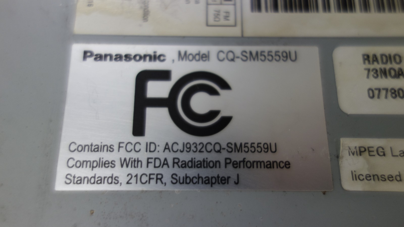 Panasonic CQ-SM5559U CD Bluetooth Radio PP105160