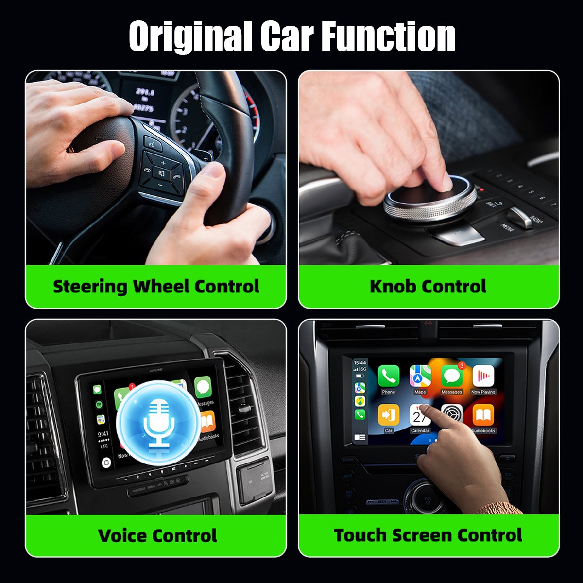 4 in 1 Wireless CarPlay Android Auto Adapter 5GHz WiFi USB & Type-C Plug & Play